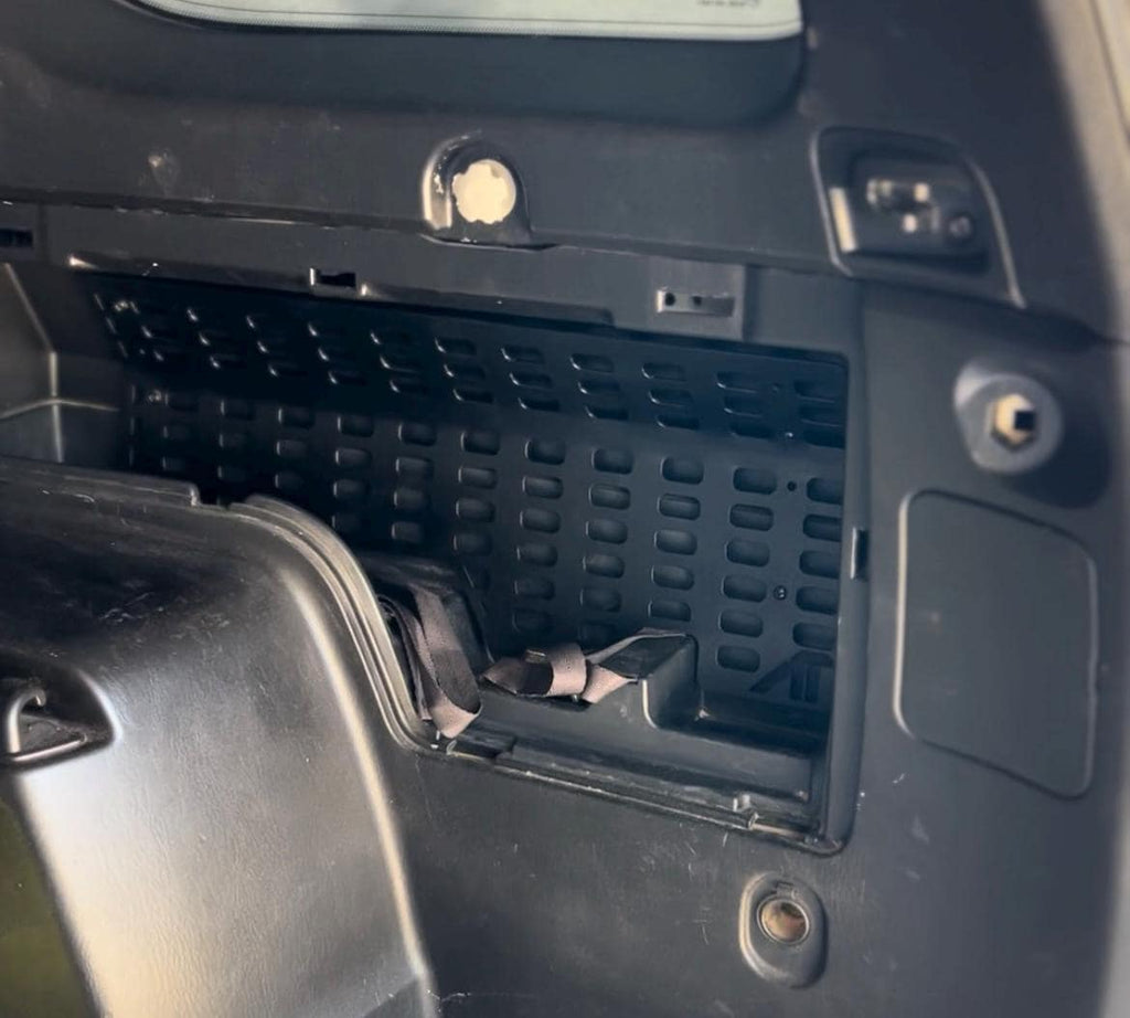 Steel rear cargo MOLLE panel detail in a 4th Gen 4Runner