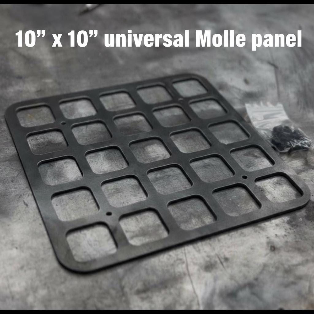 Universal 10x10 MOLLE Panel | 1/8” Steel Powder Coated | Gear Storage Mount Organizer | Includes Stainless Hardware + Nylon Spacers