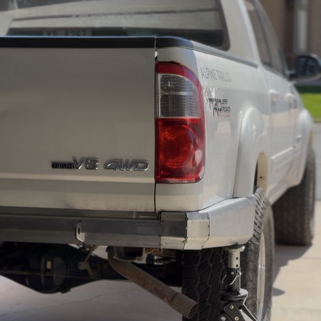 High clearance rear bumper for a 1st Gen Tundra, built from a DIY weld kit