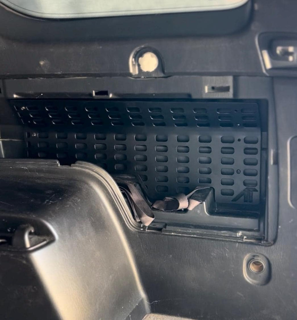 Steel rear cargo pocket MOLLE panel installed in a 4th Gen Toyota 4Runner
